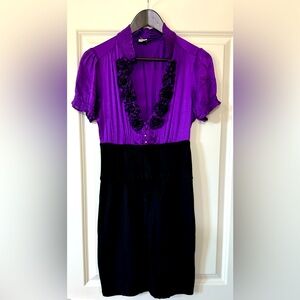 Medium Bebe Purple and Black Mid Length Dress with Side Zipper